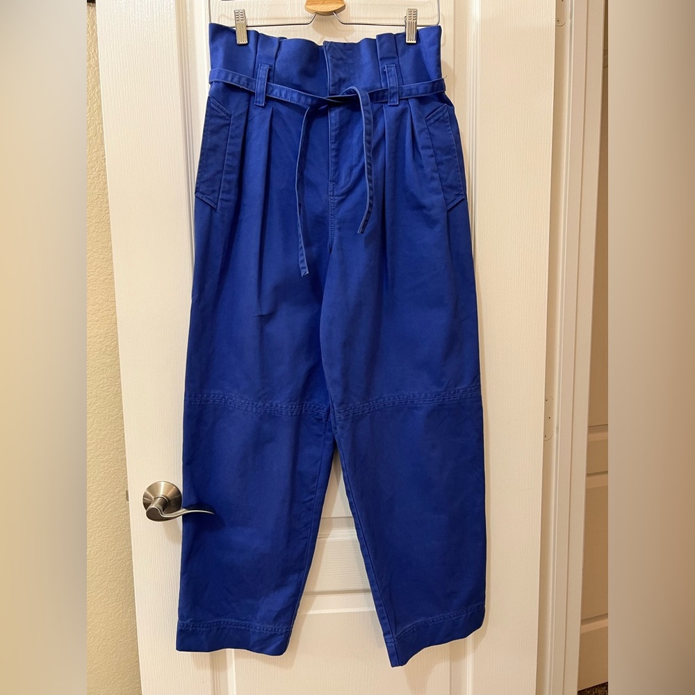 Madewell 100% Cotton Cobalt Blue Paperbag Trench Chino Pants Women’s 4